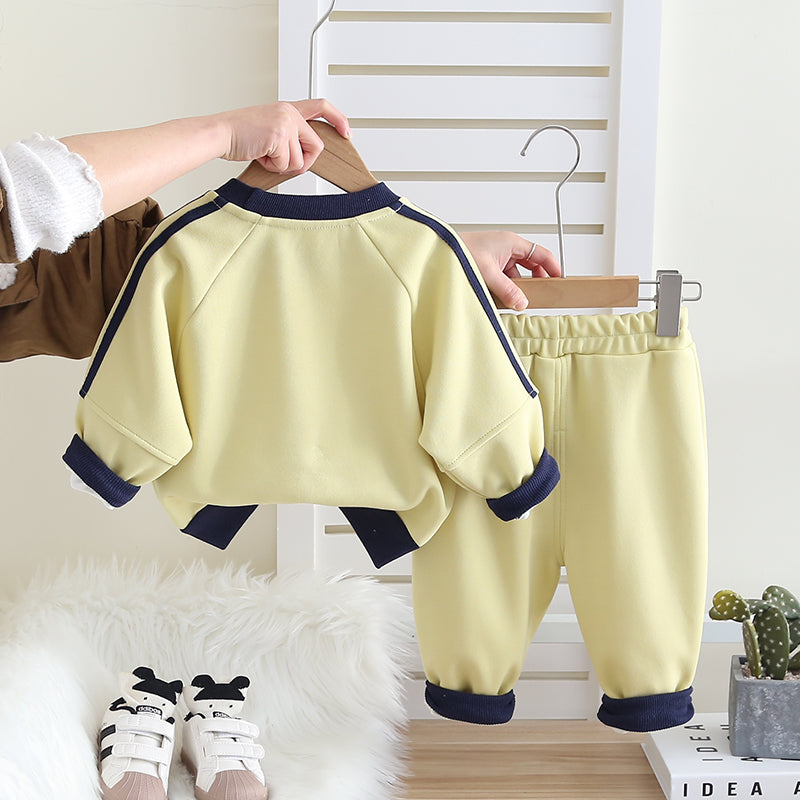 Boys Yellow & Navy Blue Sweatshirt and Jogger Set – Sporty Cotton Outfit (1–6 Years)