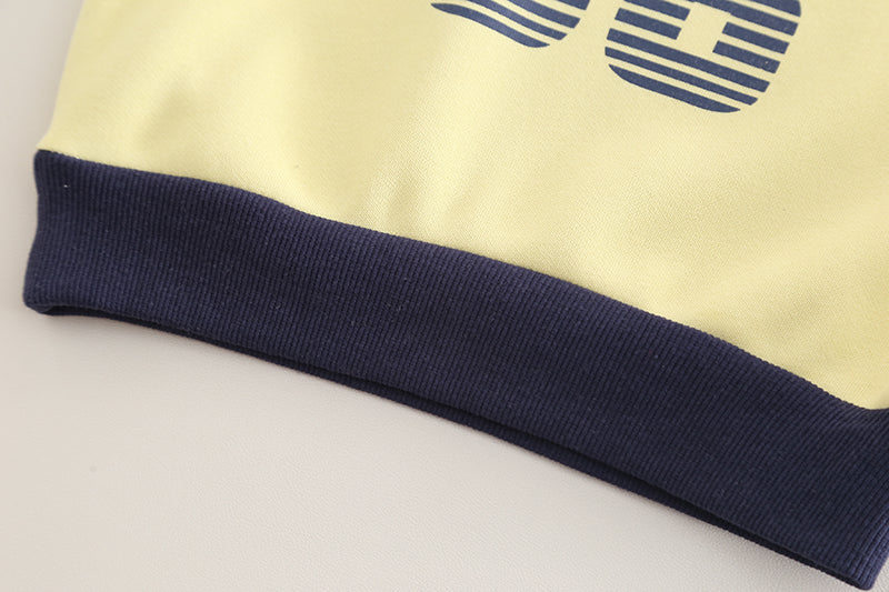Boys Yellow & Navy Blue Sweatshirt and Jogger Set – Sporty Cotton Outfit (1–6 Years)