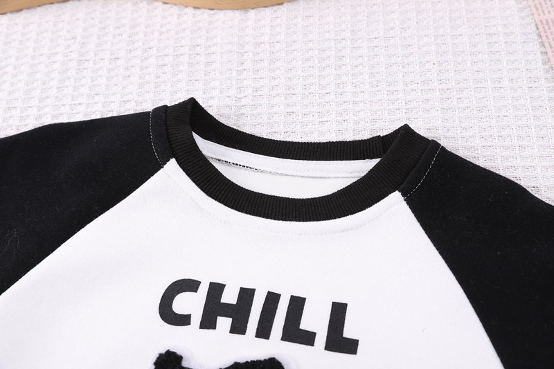 Boys “Chill Out” Panda Sweatshirt and Denim Jeans Set – Cozy Cotton Outfit (1–6 Years)