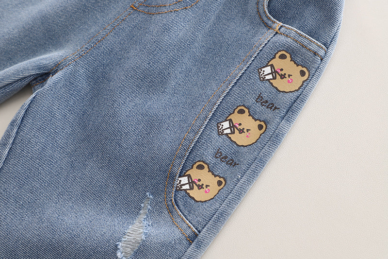Boys Purple Cartoon Sweatshirt and Denim Jeans Set – Fun Cotton Outfit (1–6 Years)