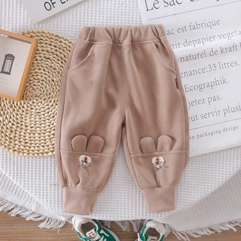 Girls Beige Frill Sweatshirt & Pant Set – Soft Cotton Outfit (1–6 Years) | Kominz Junior