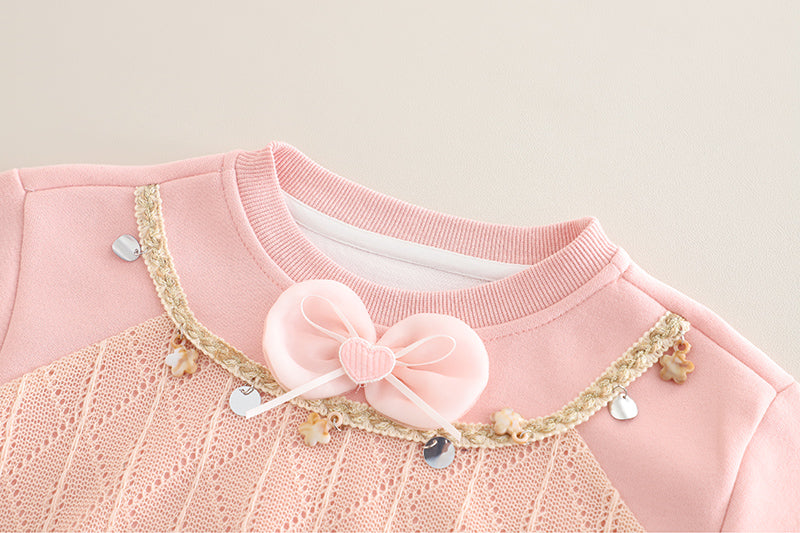 Girls Pink Pearl Bow Top & Pants Set (1–6 Years)