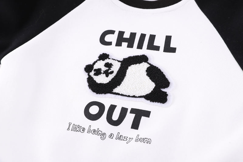 Boys “Chill Out” Panda Sweatshirt and Denim Jeans Set – Cozy Cotton Outfit (1–6 Years)