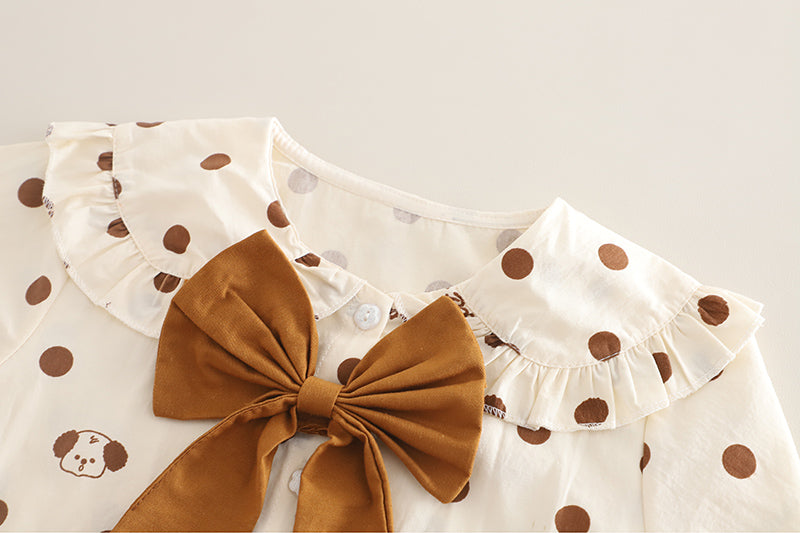 Girls Brown Polka Dot Shirt & Pant Set – Kominz Junior