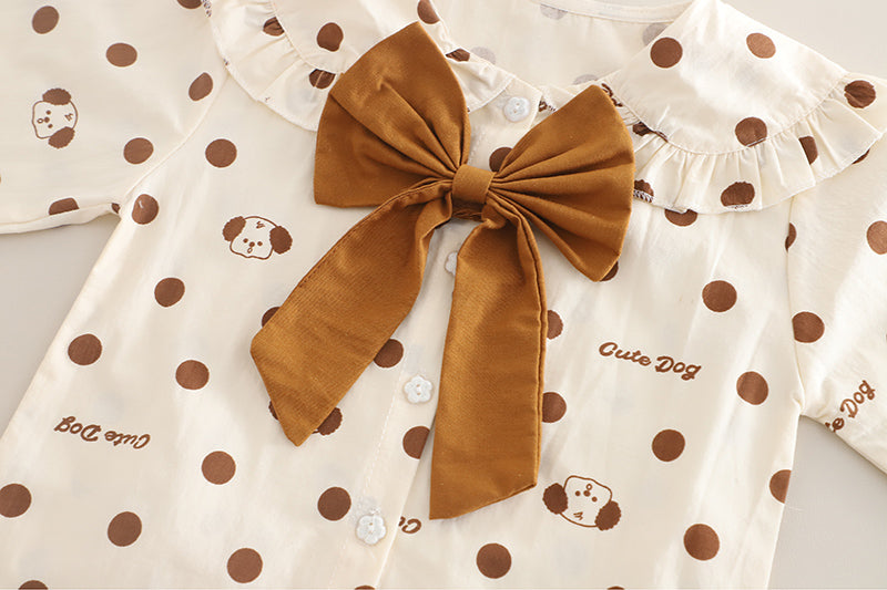 Girls Brown Polka Dot Shirt & Pant Set – Kominz Junior