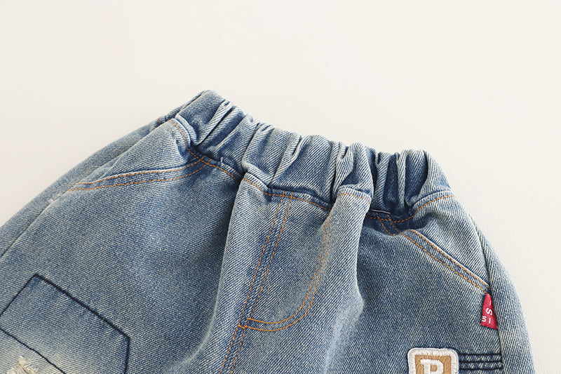 Boys Cotton Sweatshirt and Denim Jeans Set – Black & Blue Casual Outfit (1–6 Years)