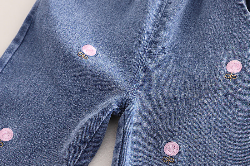 Kominz Junior – Girls Pink Heart Sweatshirt with Denim Jeans Set (1–6 Years)