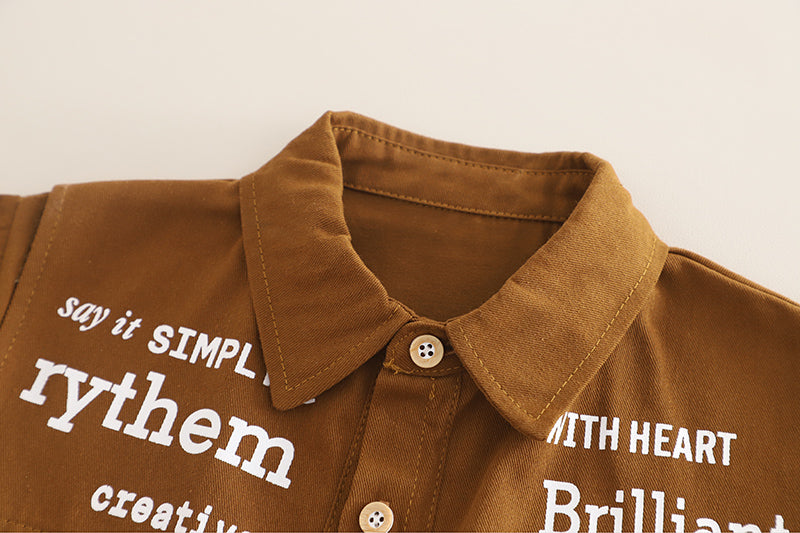 Boys Casual Shirt and Denim Jeans Set – Brown and Blue Cotton Outfit (1–6 Years)