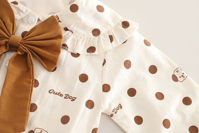 Girls Brown Polka Dot Shirt & Pant Set – Kominz Junior