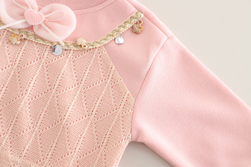 Girls Pink Pearl Bow Top & Pants Set (1–6 Years)