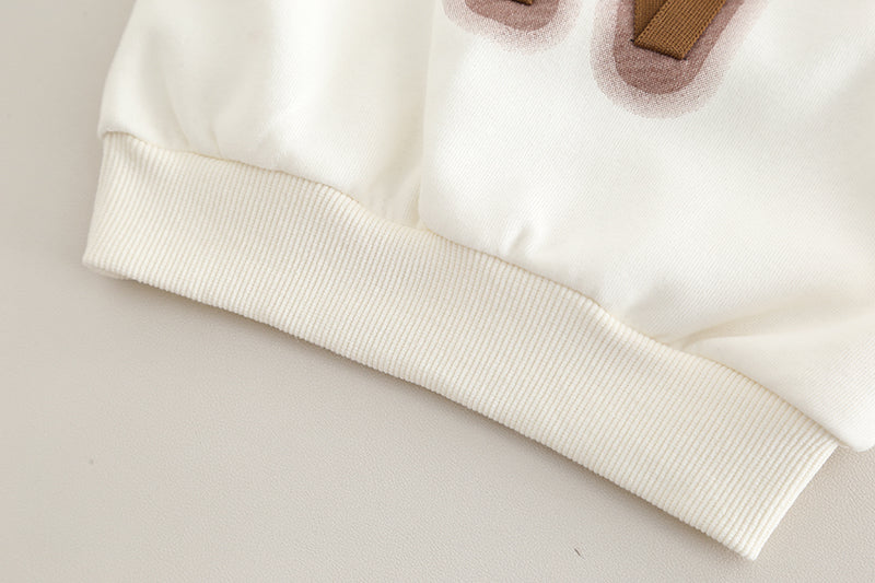Boys Sweatshirt and Jogger Pants Set – Cream and Brown Cotton Outfit (1–6 Years)