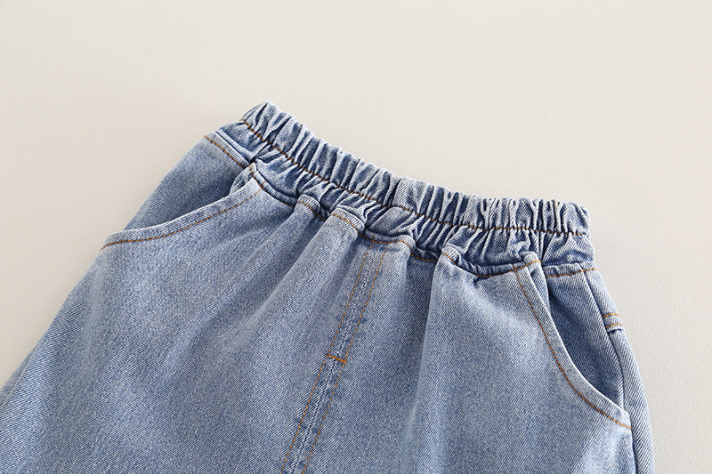 Kominz Junior – Girls Striped Sweater with Bow Denim Pants Set (1–6 Years)