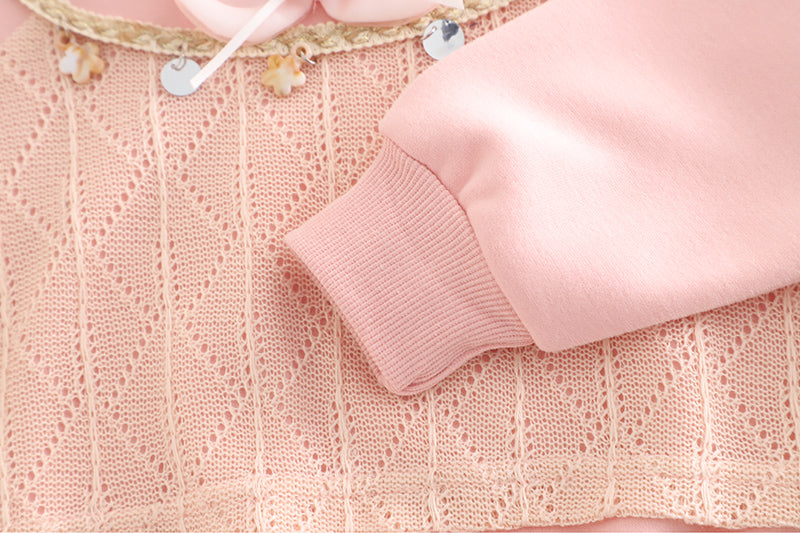 Girls Pink Pearl Bow Top & Pants Set (1–6 Years)