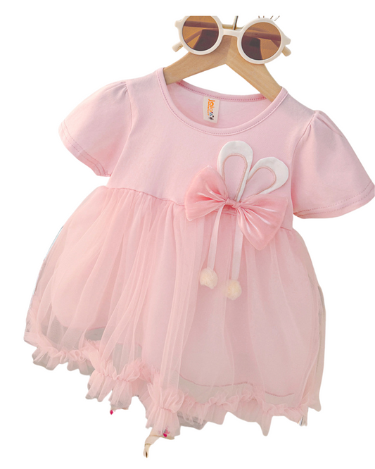Girls Blue Net Bow Party Dress – Kominz Junior