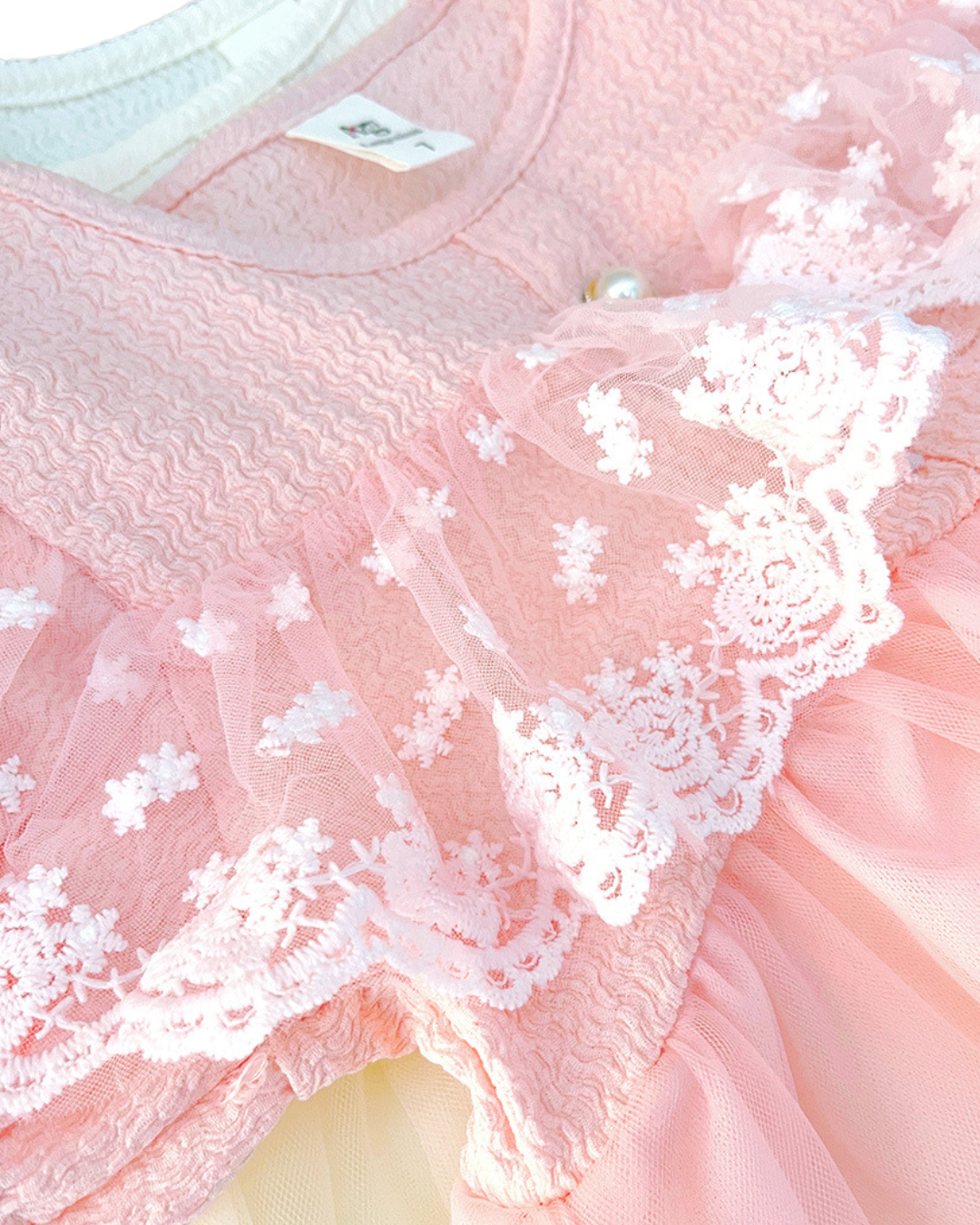 Kominz Junior – Girls Pink Lace & Net Party Dress (1–4 Years)