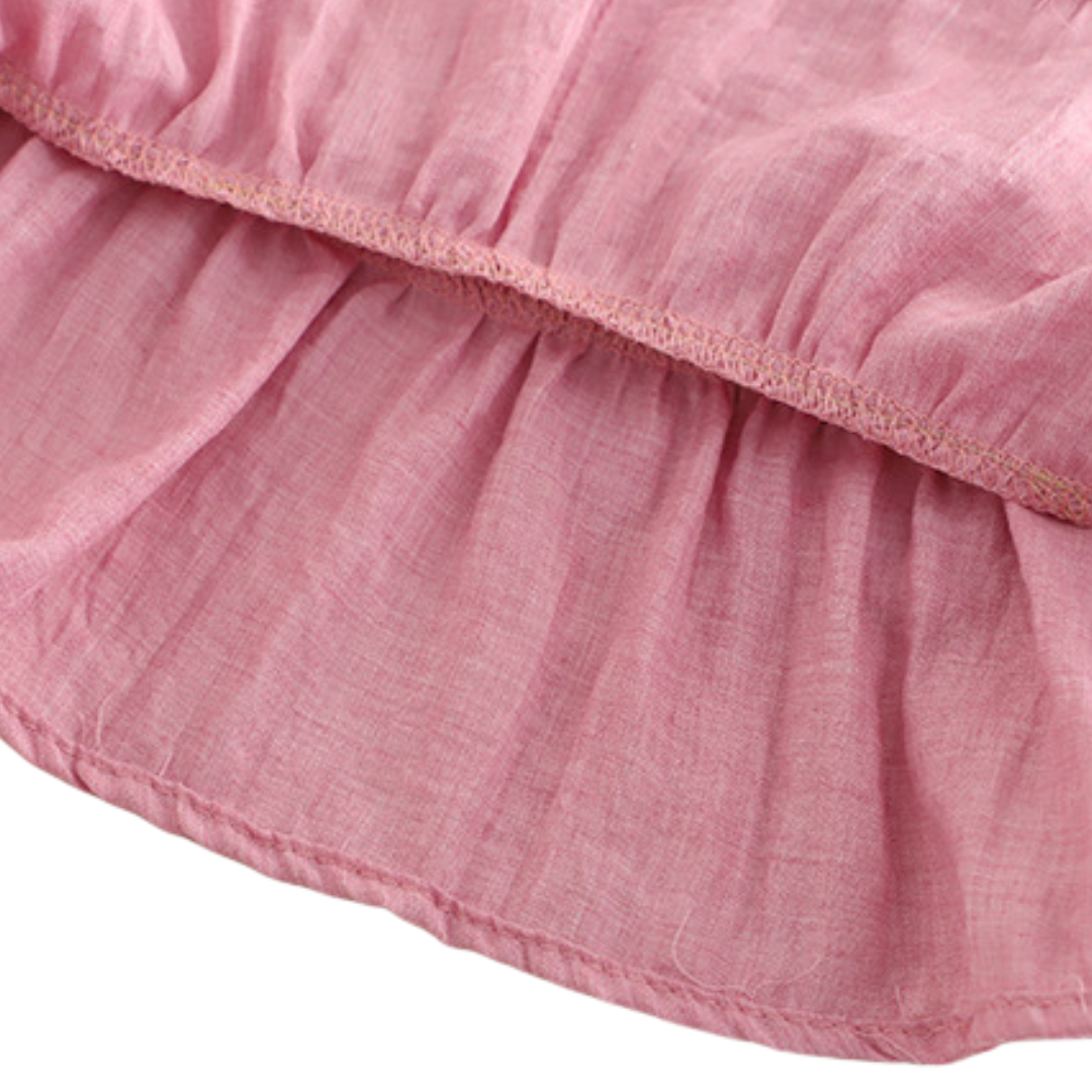 Kominz Junior Girls’ Pink Linen Top and Shorts Set (1 – 5 Years)