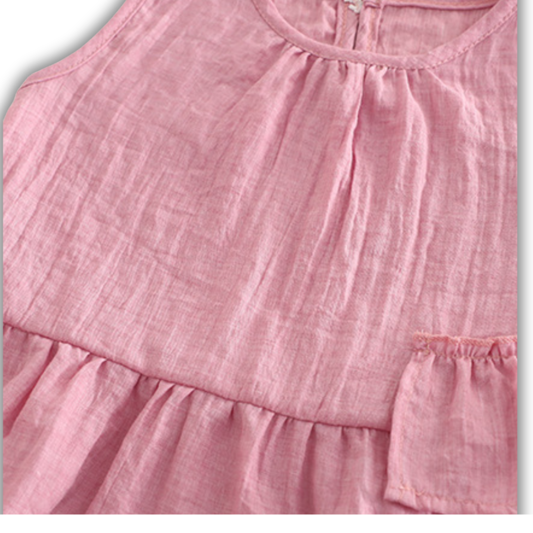 Kominz Junior Girls’ Pink Linen Top and Shorts Set (1 – 5 Years)