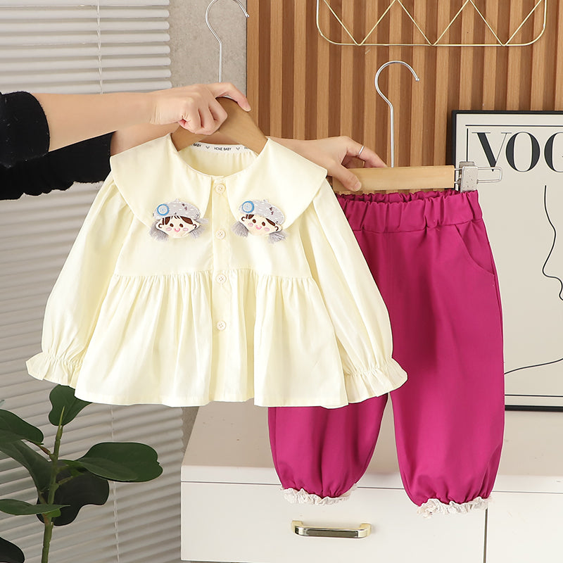 Girls Cream Shirt & Pink Pant Set – Kominz Junior