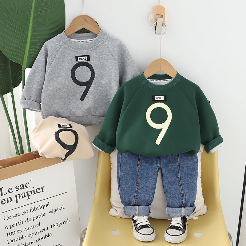 Boys Green Sweatshirt and Denim Jeans Set – Casual Cotton Outfit (1–6 Years)