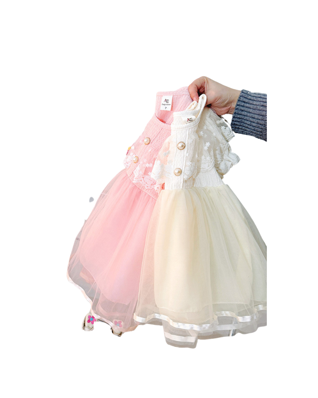 Kominz Junior – Girls White Lace & Net Party Dress (1–4 Years)