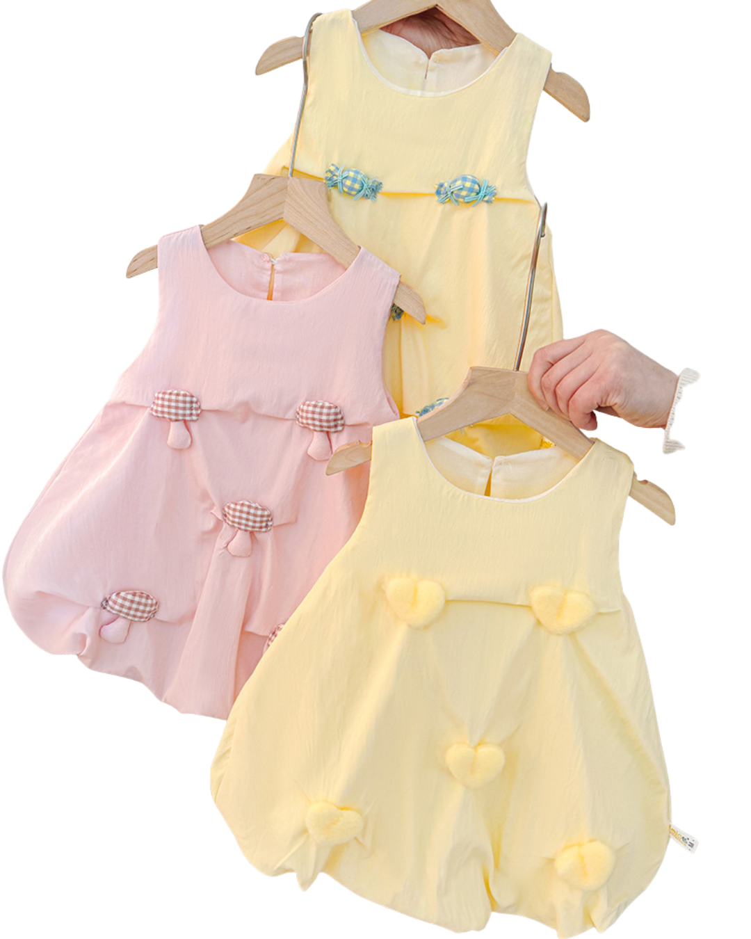Kominz Junior – Girls Yellow Candy Bow Sleeveless Dress (1–4 Years)