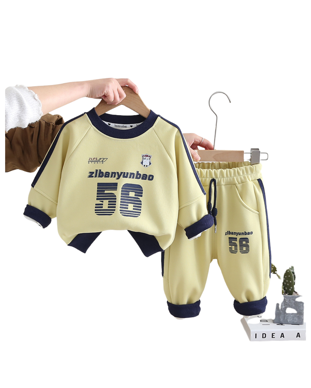 Boys Yellow & Navy Blue Sweatshirt and Jogger Set – Sporty Cotton Outfit (1–6 Years)